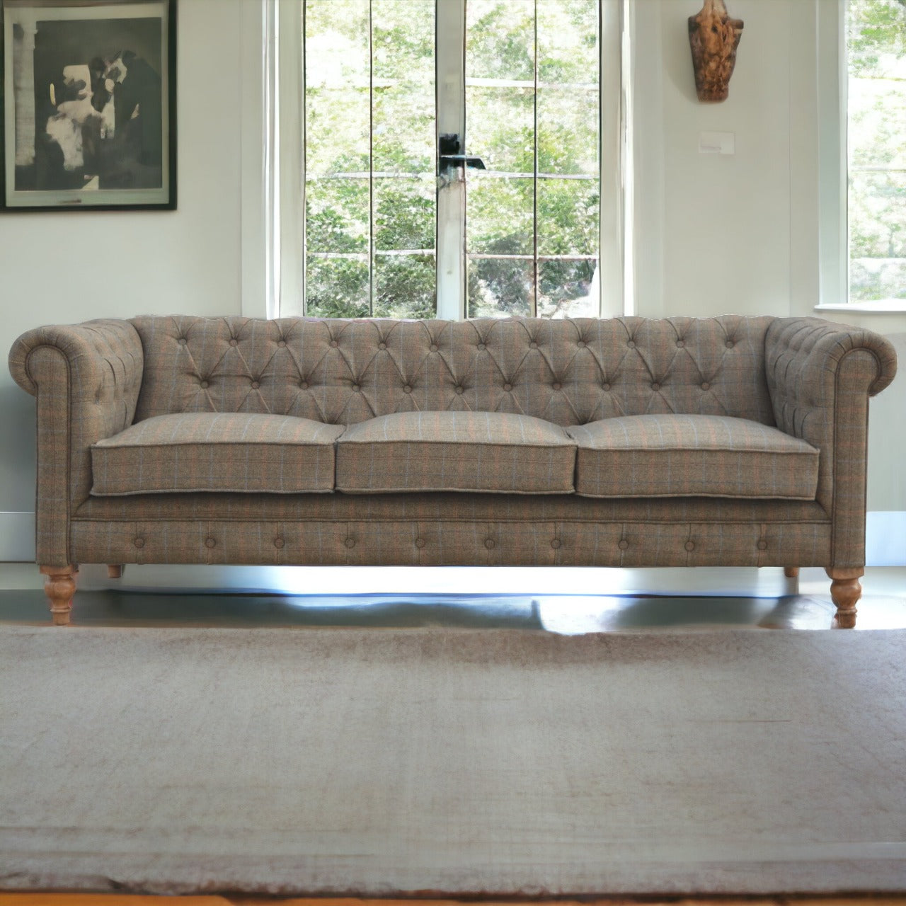 Multi Tweed 3 Seat Chesterfield Sofa