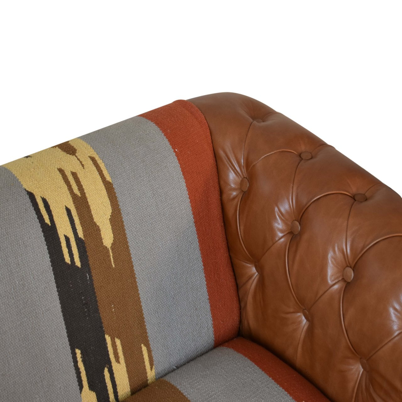 Durrie & Leather Mixed Two Seater Sofa